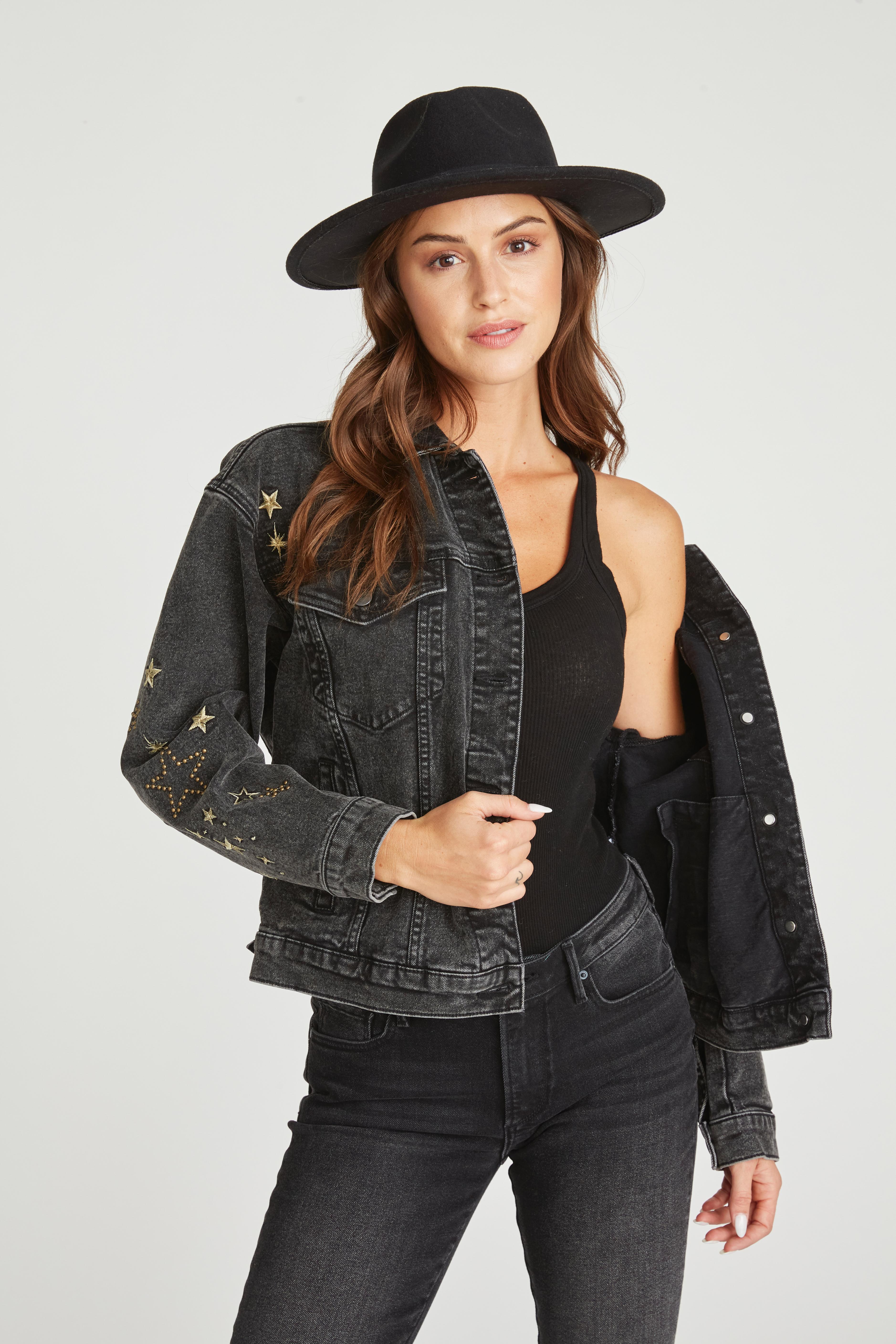 2023 Autumn Short Black Denim Jacket for Women New Street Hot Girl  Rhinestone Beaded Ripped Super Long Sleeve Denim Coat Tops - AliExpress