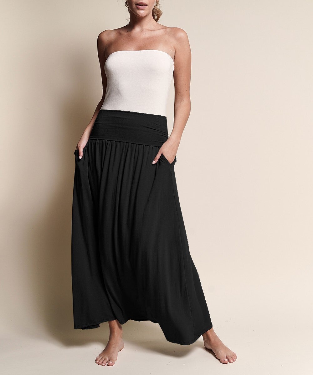 Hand Crafted Maxi Foldover/Yoga Skirt In Organic Cotton Or Bamboo